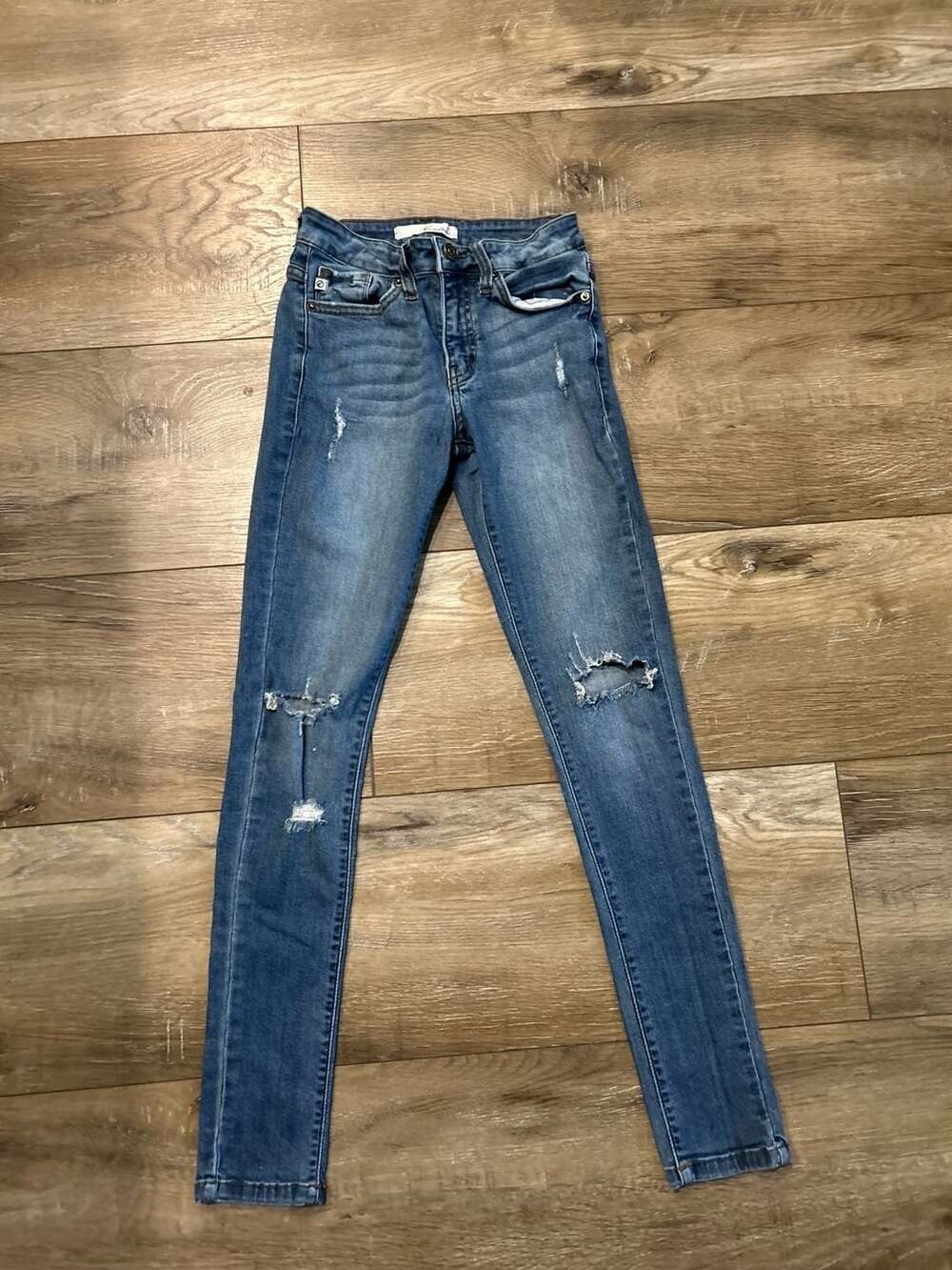 KanCan Distressed Skinny Jeans Blue Denim